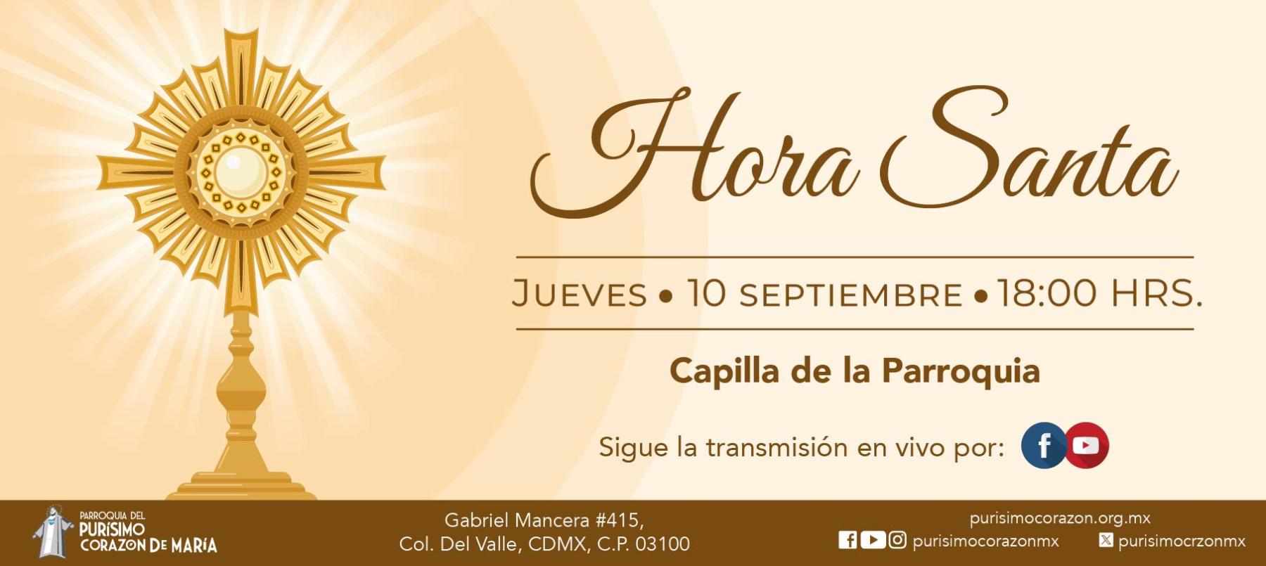 Hora Santa | 10 septiembre 2026 Hora Santa | 10 septiembre 2026